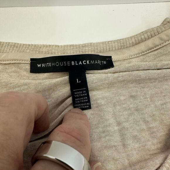 White House Black Market Beige Long Sleeve Ribbed Tee - Size Large - Picture 8 of 9